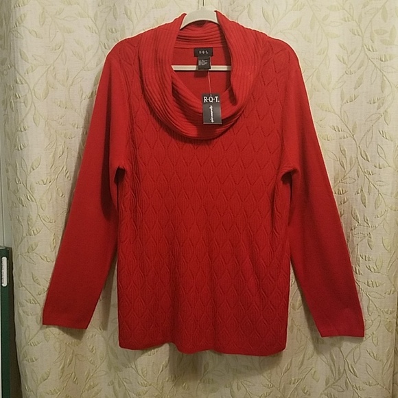 NWT R.Q.T. Red Cowl Neck Sweater - Picture 2 of 6
